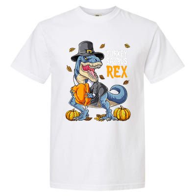 Dinosaur Thanksgiving Boys Turkey Saurus T Rex Pilgrim Garment-Dyed Heavyweight T-Shirt