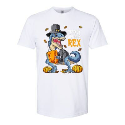 Dinosaur Thanksgiving Boys Turkey Saurus T Rex Pilgrim Softstyle CVC T-Shirt