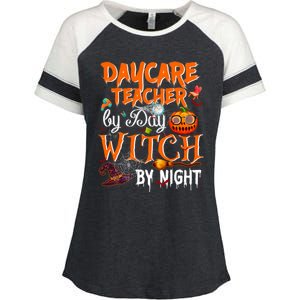 Daycare Teacher By Day Witch By Night Cute Gift Enza Ladies Jersey Colorblock Tee