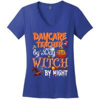 Daycare Teacher By Day Witch By Night Cute Gift Women's V-Neck T-Shirt