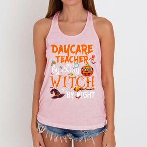 Daycare Teacher By Day Witch By Night Cute Gift Women's Knotted Racerback Tank