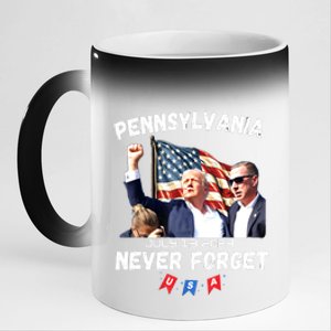 Donald Trump Butler Pennsylvania Never Forget Gift 11oz Black Color Changing Mug