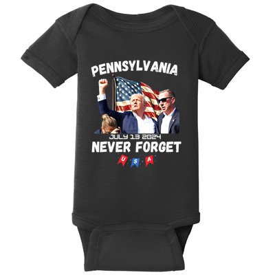 Donald Trump Butler Pennsylvania Never Forget Gift Baby Bodysuit