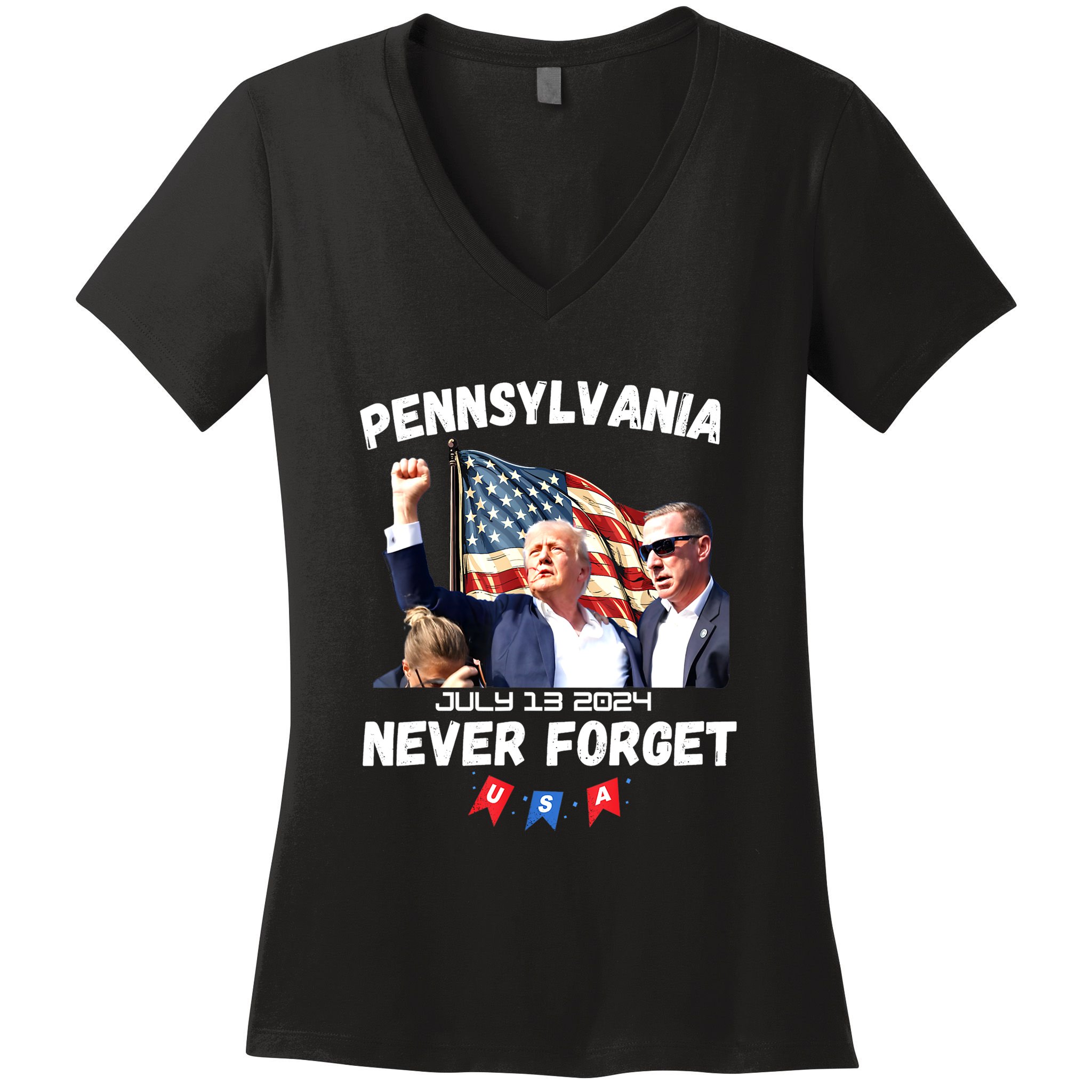 Donald Trump Butler Pennsylvania Never Forget Gift Women's V-Neck T-Shirt