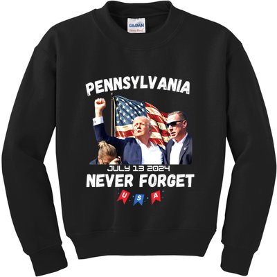 Donald Trump Butler Pennsylvania Never Forget Gift Kids Sweatshirt