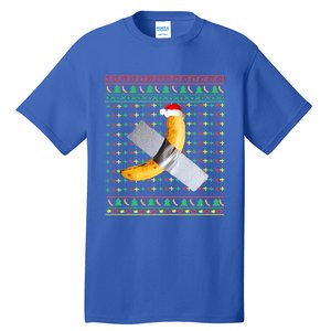 Duct Tape Banana Art Ugly Christmas Sweater Funny Santa Hat Gift Tall T-Shirt