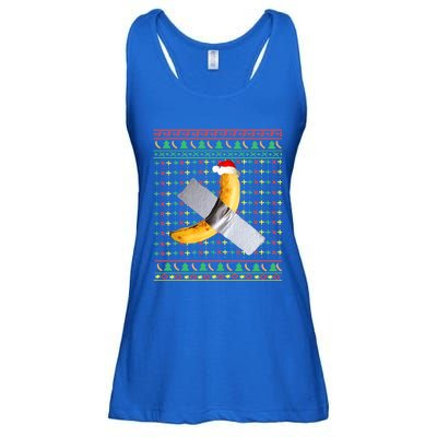 Duct Tape Banana Art Ugly Christmas Sweater Funny Santa Hat Gift Ladies Essential Flowy Tank