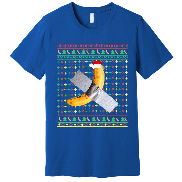 Duct Tape Banana Art Ugly Christmas Sweater Funny Santa Hat Gift Premium T-Shirt