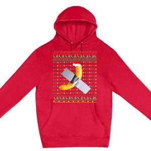 Duct Tape Banana Art Ugly Christmas Sweater Funny Santa Hat Gift Premium Pullover Hoodie