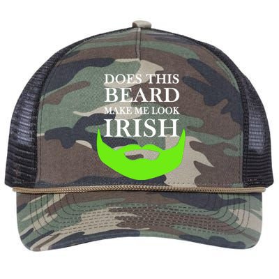 Does This Beard Make Me Look Irish Funny St Patty's Retro Rope Trucker Hat Cap