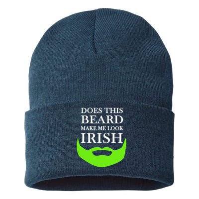 Does This Beard Make Me Look Irish Funny St Patty's Sustainable Knit Beanie