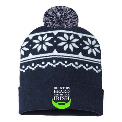 Does This Beard Make Me Look Irish Funny St Patty's USA-Made Snowflake Beanie