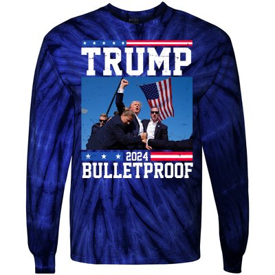 Donald Trump Bulletproof Fight Fist Legend 2024 Tie-Dye Long Sleeve Shirt