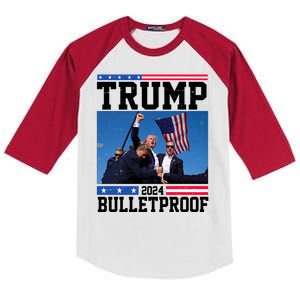 Donald Trump Bulletproof Fight Fist Legend 2024 Kids Colorblock Raglan Jersey