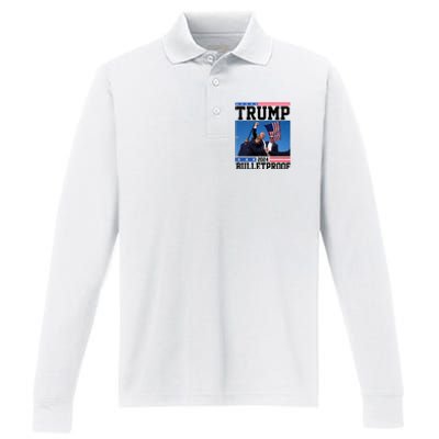 Donald Trump Bulletproof Fight Fist Legend 2024 Performance Long Sleeve Polo