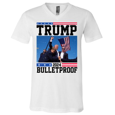 Donald Trump Bulletproof Fight Fist Legend 2024 V-Neck T-Shirt