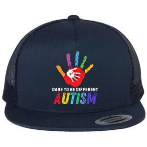 Dare To Be Different Autism Autism Awareness Cool Gift Flat Bill Trucker Hat