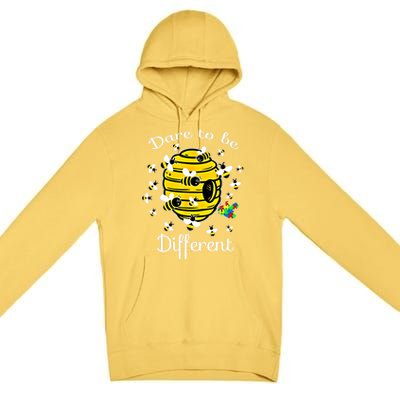 Dare To Be Different Bee Puzzle Cool Autism Awareness Gift Premium Pullover Hoodie