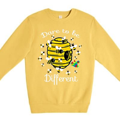 Dare To Be Different Bee Puzzle Cool Autism Awareness Gift Premium Crewneck Sweatshirt