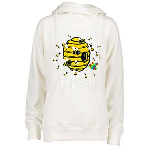 Dare To Be Different Bee Puzzle Cool Autism Awareness Gift Womens Funnel Neck Pullover Hood