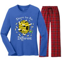 Dare To Be Different Bee Puzzle Cool Autism Awareness Gift Women's Long Sleeve Flannel Pajama Set 