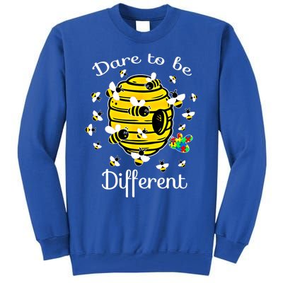 Dare To Be Different Bee Puzzle Cool Autism Awareness Gift Tall Sweatshirt