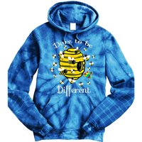 Dare To Be Different Bee Puzzle Cool Autism Awareness Gift Tie Dye Hoodie