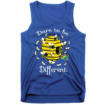 Dare To Be Different Bee Puzzle Cool Autism Awareness Gift Tank Top