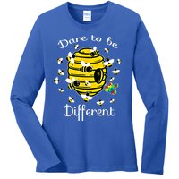 Dare To Be Different Bee Puzzle Cool Autism Awareness Gift Ladies Long Sleeve Shirt