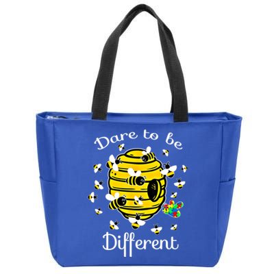 Dare To Be Different Bee Puzzle Cool Autism Awareness Gift Zip Tote Bag