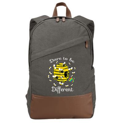 Dare To Be Different Bee Puzzle Cool Autism Awareness Gift Cotton Canvas Backpack