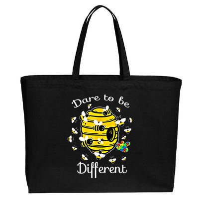 Dare To Be Different Bee Puzzle Cool Autism Awareness Gift Cotton Canvas Jumbo Tote