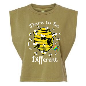 Dare To Be Different Bee Puzzle Cool Autism Awareness Gift Garment-Dyed Women's Muscle Tee