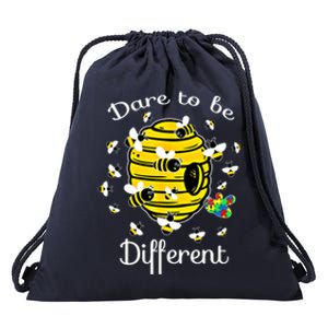 Dare To Be Different Bee Puzzle Cool Autism Awareness Gift Drawstring Bag