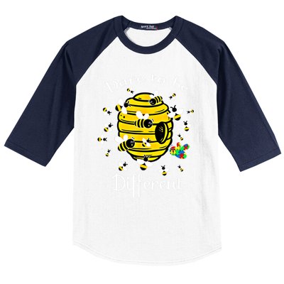 Dare To Be Different Bee Puzzle Cool Autism Awareness Gift Baseball Sleeve Shirt