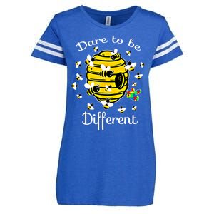 Dare To Be Different Bee Puzzle Cool Autism Awareness Gift Enza Ladies Jersey Football T-Shirt