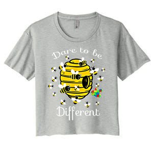 Dare To Be Different Bee Puzzle Cool Autism Awareness Gift Women's Crop Top Tee