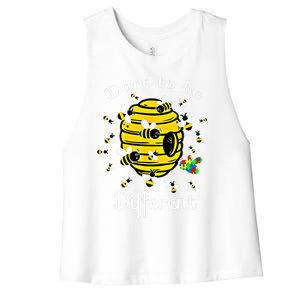 Dare To Be Different Bee Puzzle Cool Autism Awareness Gift Women's Racerback Cropped Tank