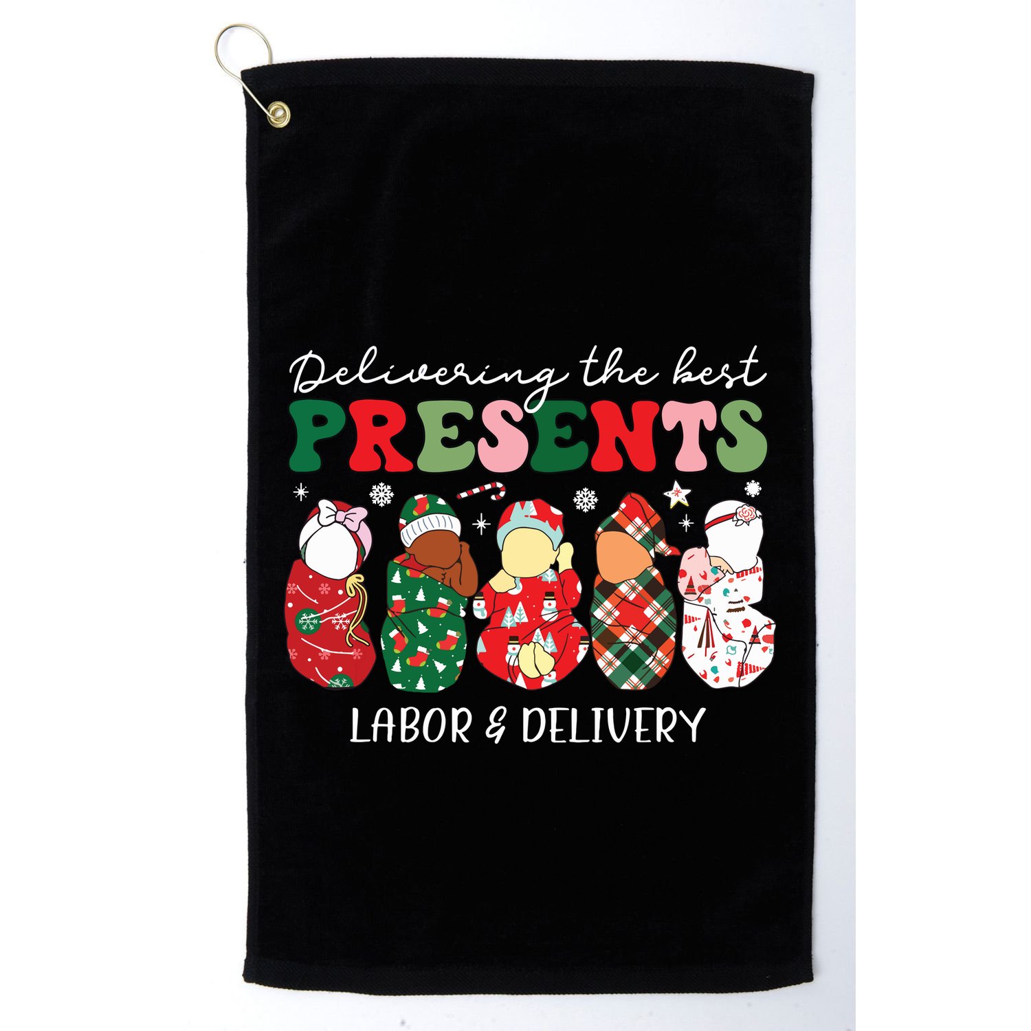 Delivering The Best Presents Labor Delivery Nurse Christmas Golf Towel