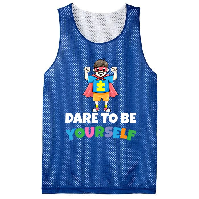 Dare To Be Yourself Autism Support Autistic Son Gift Mesh Reversible Basketball Jersey Tank