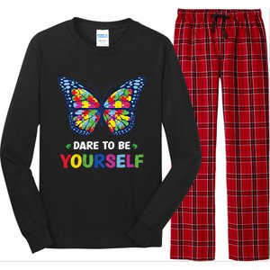 Dare To Be Yourself Butterfly Autism Awareness Meaningful Gift Long Sleeve Pajama Set