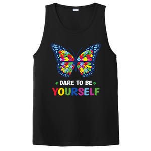 Dare To Be Yourself Butterfly Autism Awareness Meaningful Gift PosiCharge Competitor Tank