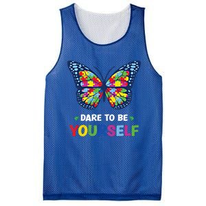 Dare To Be Yourself Butterfly Autism Awareness Meaningful Gift Mesh Reversible Basketball Jersey Tank