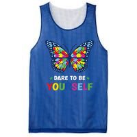 Dare To Be Yourself Butterfly Autism Awareness Meaningful Gift Mesh Reversible Basketball Jersey Tank