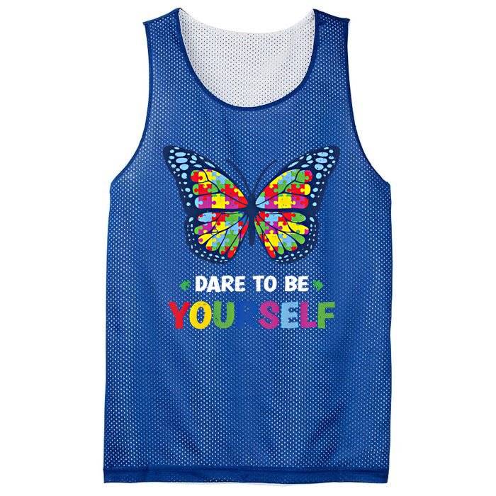 Dare To Be Yourself Butterfly Autism Awareness Meaningful Gift Mesh Reversible Basketball Jersey Tank