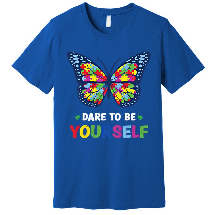 Dare To Be Yourself Butterfly Autism Awareness Meaningful Gift Premium T-Shirt