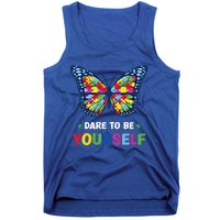 Dare To Be Yourself Butterfly Autism Awareness Meaningful Gift Tank Top