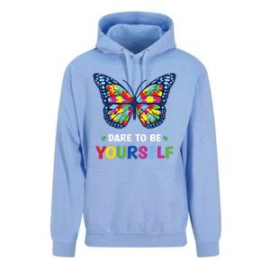 Dare To Be Yourself Butterfly Autism Awareness Meaningful Gift Unisex Surf Hoodie