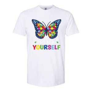 Dare To Be Yourself Butterfly Autism Awareness Meaningful Gift Softstyle CVC T-Shirt