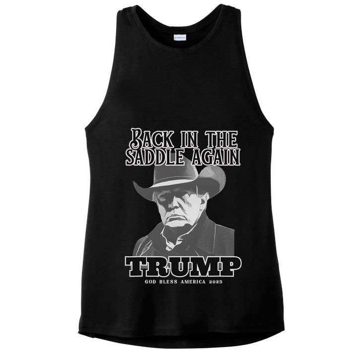 Donald Trump Back In The Saddle Again Ladies PosiCharge Tri-Blend Wicking Tank